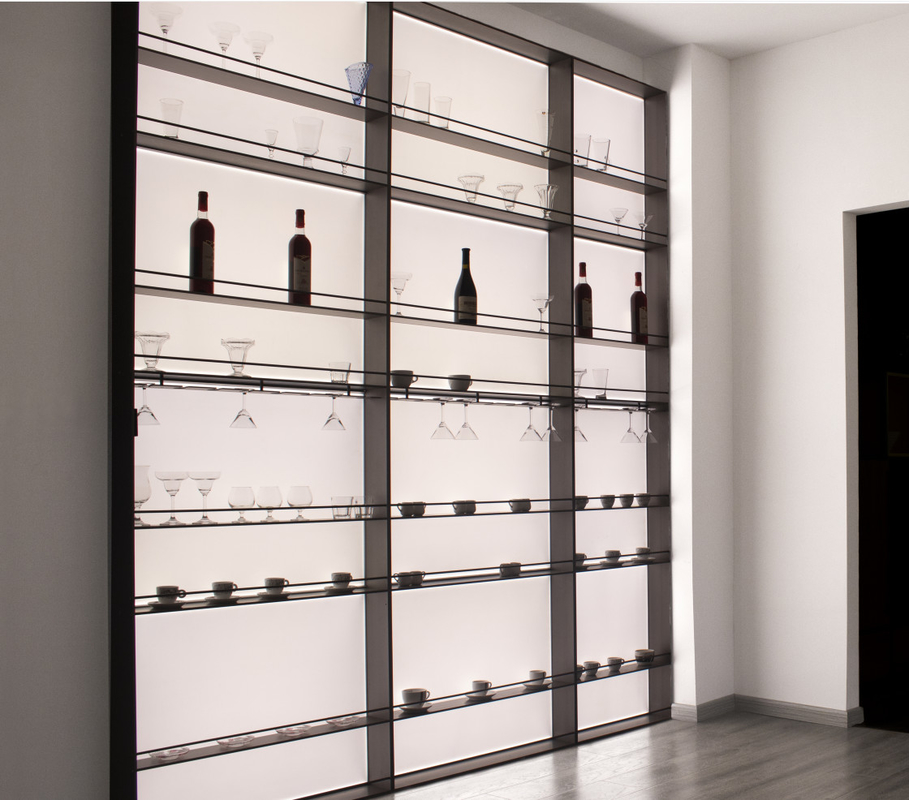 Arredamento Led Light Ripiani in alluminio Montaggio a parete Ripiani a parete appesi Ripiani per vini per la casa