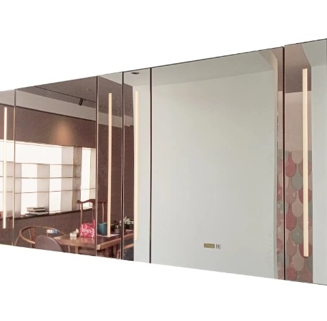 Produttori all'ingrosso Porte specchiato bagno intelligente semplice anti nebbia LED lunghezza opzionale specchio in lega di alluminio
