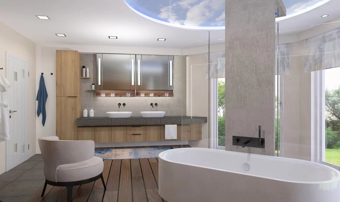 Produttori all'ingrosso Porte specchiato bagno intelligente semplice anti nebbia LED lunghezza opzionale specchio in lega di alluminio