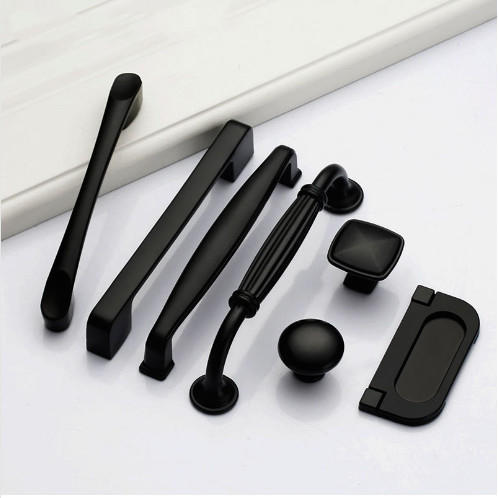 Massiccio singolo foro mobili accessori hardware cassetto armadio porta manico armadio nero americano tira