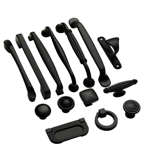 Massiccio singolo foro mobili accessori hardware cassetto armadio porta manico armadio nero americano tira