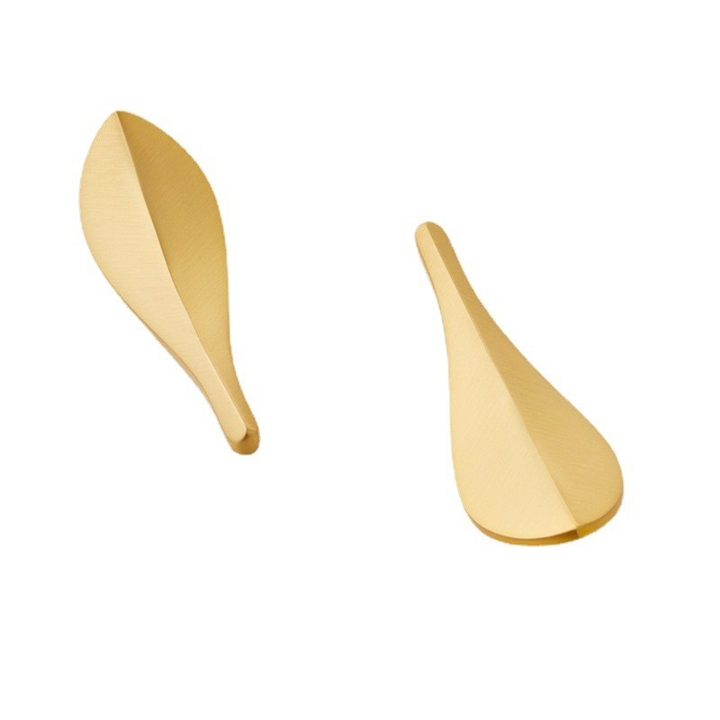 Nordic Brass Glod Leaves Cabinet Door Wardrobe Handle 2pares Furniture Handle Knob Double Hole Fixed Equipaggiato con vite