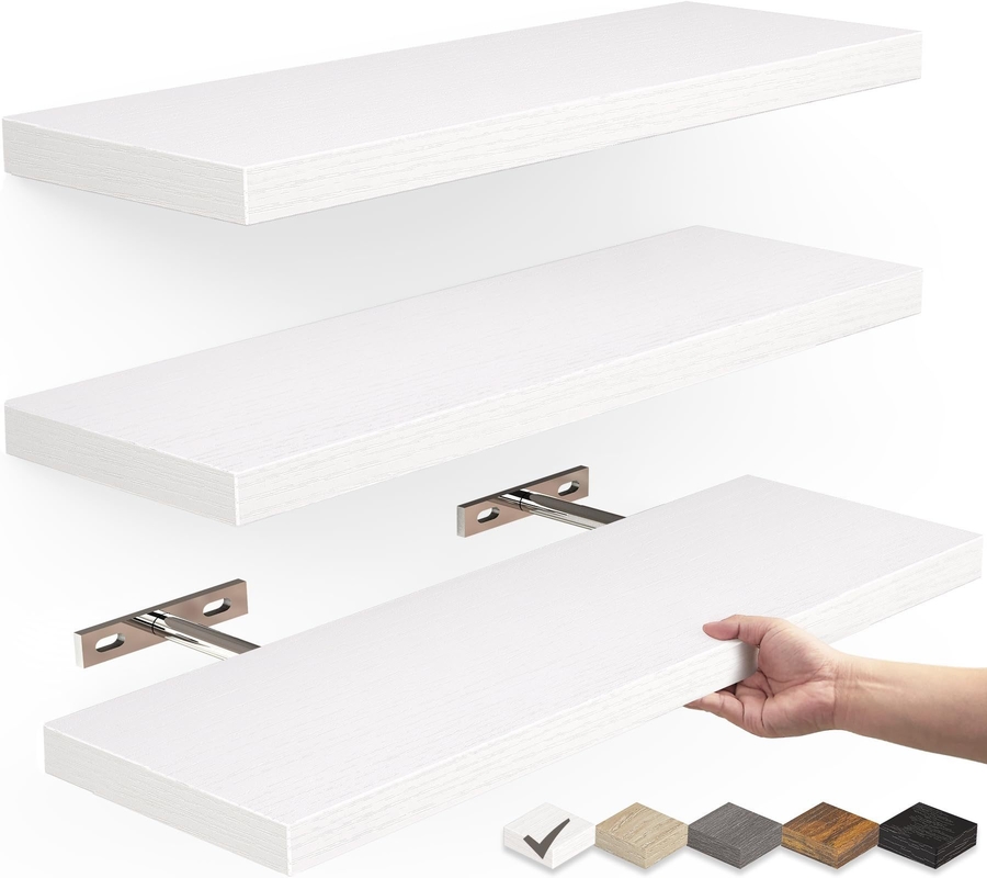 Mensola di parete in legno bianco Mensola galleggiante per cucina Mensola da parete per la casa