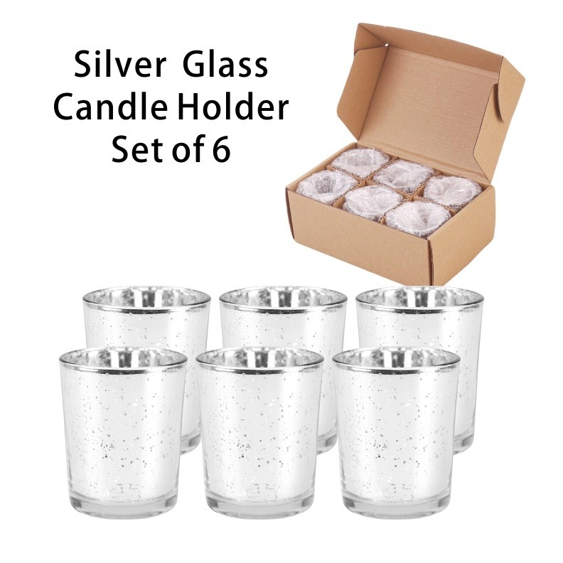 Set portacandele vetro di rivestimento elettroplataggio colore luccicante piccolo vaso candela per la decorazione del matrimonio