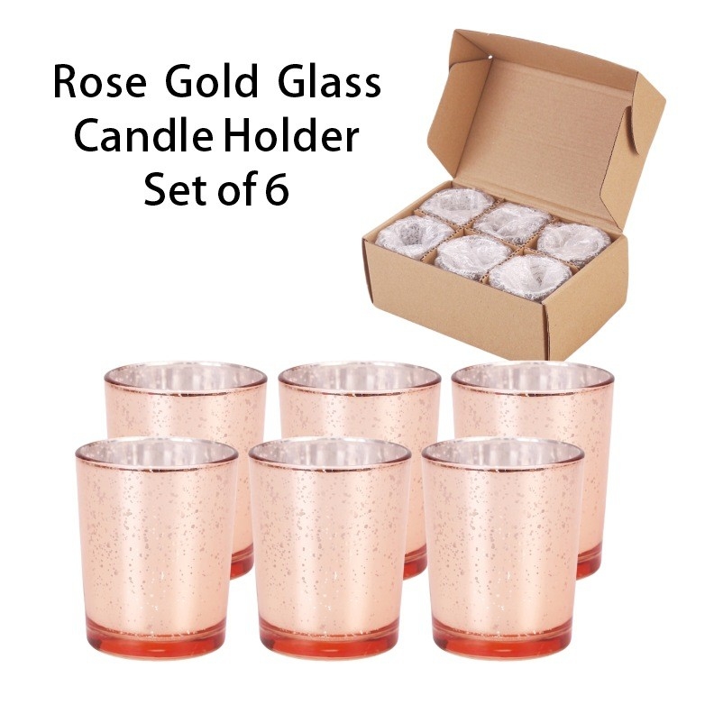 Set portacandele vetro di rivestimento elettroplataggio colore luccicante piccolo vaso candela per la decorazione del matrimonio