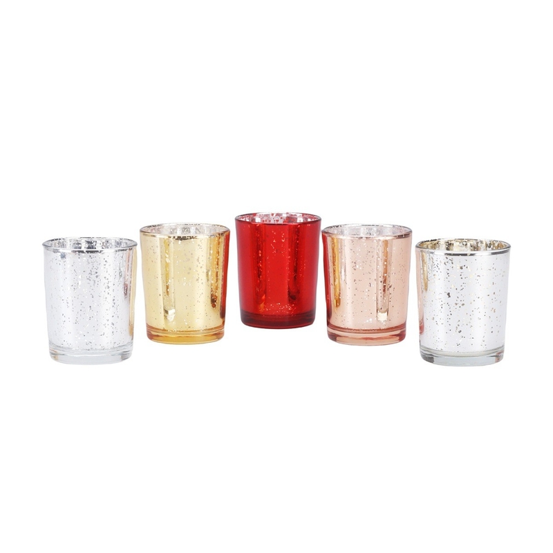 Set portacandele vetro di rivestimento elettroplataggio colore luccicante piccolo vaso candela per la decorazione del matrimonio