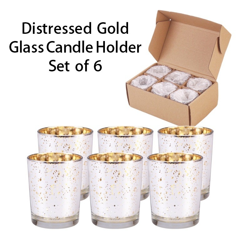 Set portacandele vetro di rivestimento elettroplataggio colore luccicante piccolo vaso candela per la decorazione del matrimonio