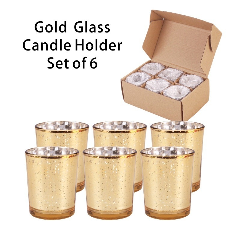 Set portacandele vetro di rivestimento elettroplataggio colore luccicante piccolo vaso candela per la decorazione del matrimonio