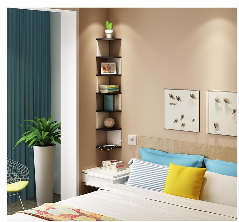Moderno stile 5 strati di legno angolo decorativo libreria scaffale da parete