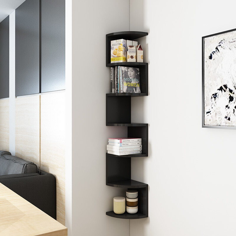 Moderno stile 5 strati di legno angolo decorativo libreria scaffale da parete